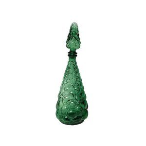 60s mid century Green Glass Genie Bottle